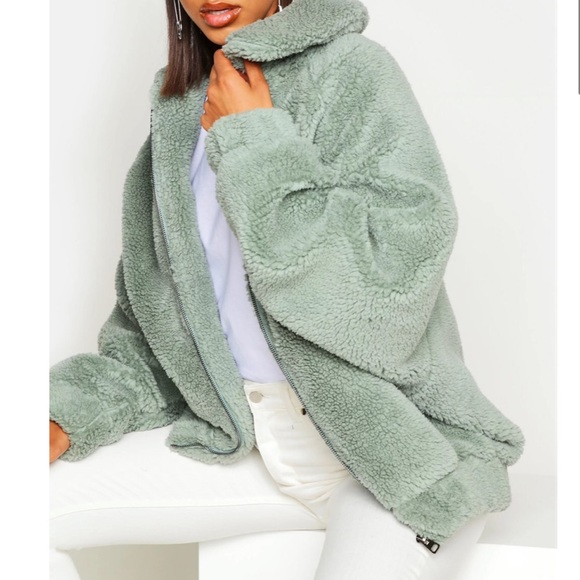 Jackets & Blazers - Sage Teddy Bear Jacket